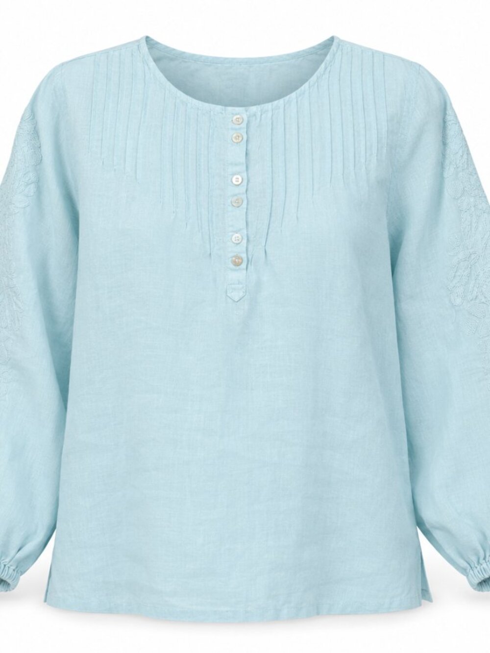 Tommy Bahama 100% Linen Embroidered Balloon Sleeve Blouse L